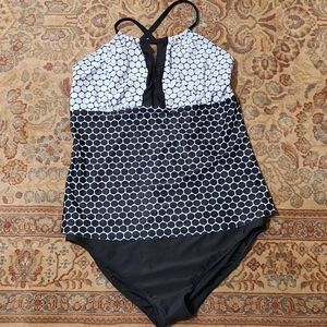 Black and white tankini